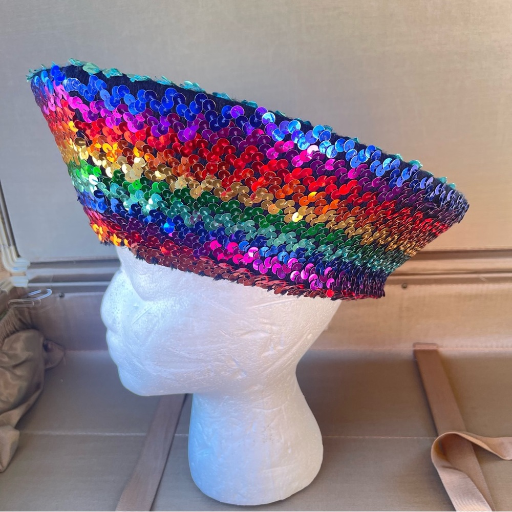 Colorful Sequin RAINBOW Beret VINTAGE